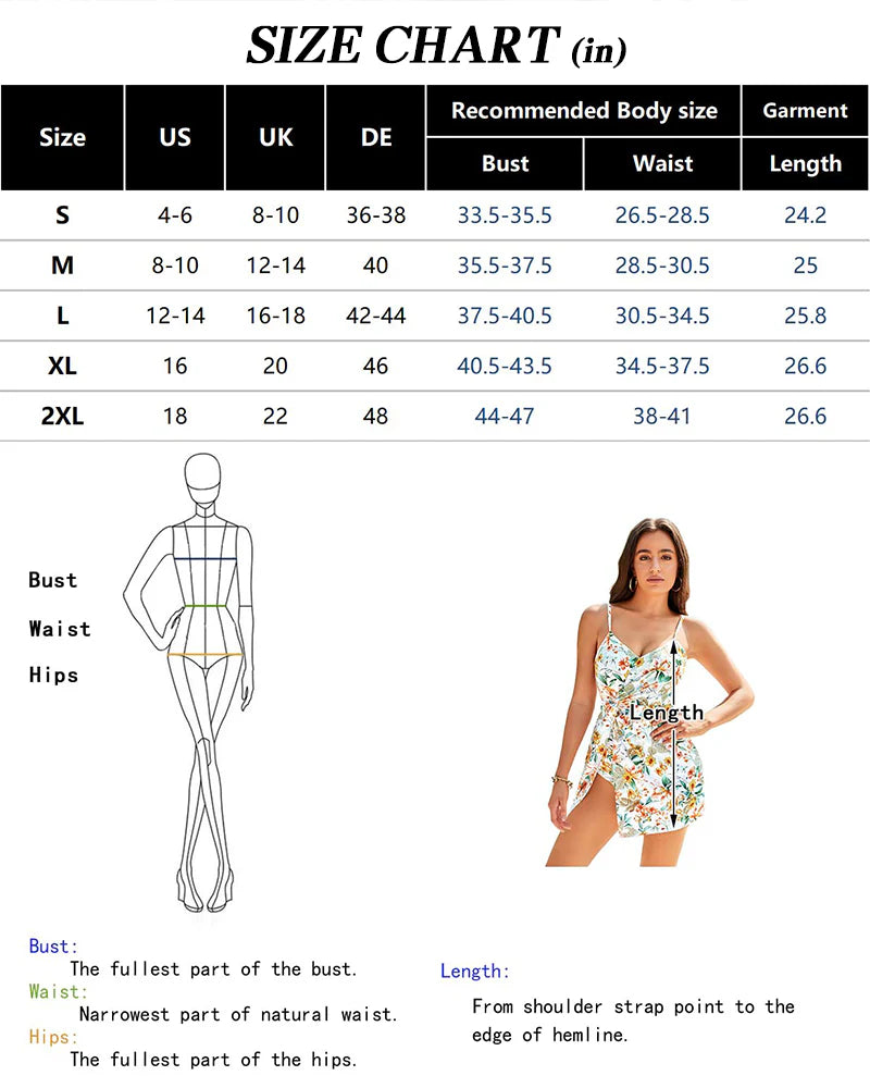 Tummy Control V Neck Twist Knot Tropical Skirted Two Piece Swimdress